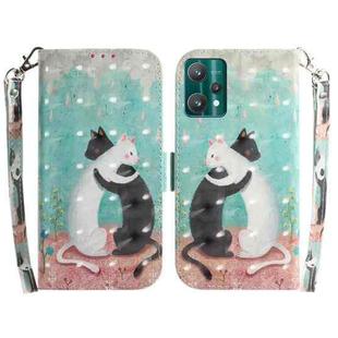 For OPPO Realme 9 Pro 3D Colored Horizontal Flip Leather Phone Case(Black White Cat)