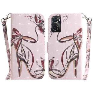 For OPPO Realme 9i / A76 4G / A36 3D Colored Horizontal Flip Leather Phone Case(Butterfly High-heeled)
