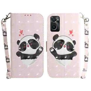 For OPPO Realme 9i / A76 4G / A36 3D Colored Horizontal Flip Leather Phone Case(Heart Panda)