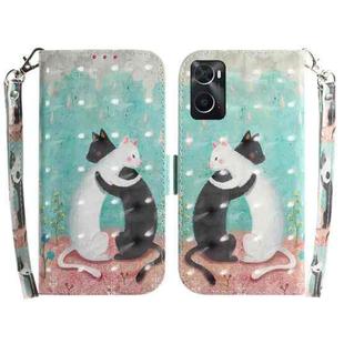 For OPPO Realme 9i / A76 4G / A36 3D Colored Horizontal Flip Leather Phone Case(Black White Cat)