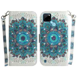 For OPPO Realme C21Y 3D Colored Horizontal Flip Leather Phone Case(Peacock Wreath)