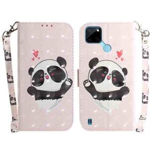 For OPPO Realme C21Y 3D Colored Horizontal Flip Leather Phone Case(Heart Panda)