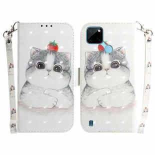 For OPPO Realme C21Y 3D Colored Horizontal Flip Leather Phone Case(Cute Cat)