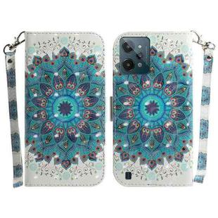 For OPPO Realme C31 3D Colored Horizontal Flip Leather Phone Case(Peacock Wreath)