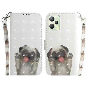 For OPPO Realme C35 3D Colored Horizontal Flip Leather Phone Case(Pug)