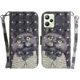 For OPPO Realme C35 3D Colored Horizontal Flip Leather Phone Case(Hug Cat)