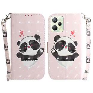 For OPPO Realme C35 3D Colored Horizontal Flip Leather Phone Case(Heart Panda)