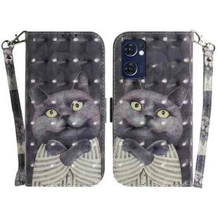 For OPPO Reno7 5G Foreign / Find X5 Lite 3D Colored Horizontal Flip Leather Phone Case(Hug Cat)