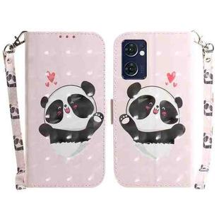 For OPPO Reno7 5G Foreign / Find X5 Lite 3D Colored Horizontal Flip Leather Phone Case(Heart Panda)