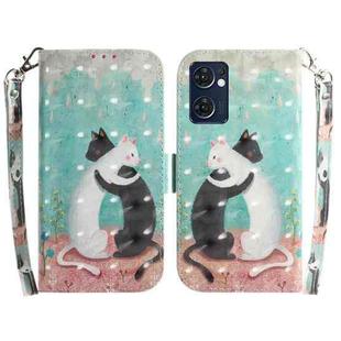 For OPPO Reno7 5G Foreign / Find X5 Lite 3D Colored Horizontal Flip Leather Phone Case(Black White Cat)