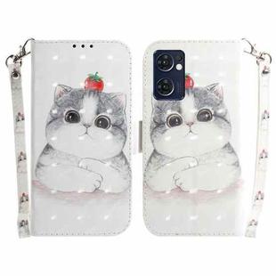 For OPPO Reno7 5G Foreign / Find X5 Lite 3D Colored Horizontal Flip Leather Phone Case(Cute Cat)