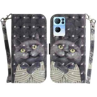 For OPPO Reno7 Pro 5G 3D Colored Horizontal Flip Leather Phone Case(Hug Cat)