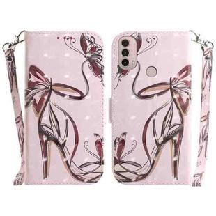 For Motorola Moto E20 / E30 / E40 3D Colored Horizontal Flip Leather Phone Case(Butterfly High-heeled)