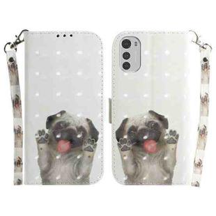 For Motorola Moto E32 3D Colored Horizontal Flip Leather Phone Case(Pug)