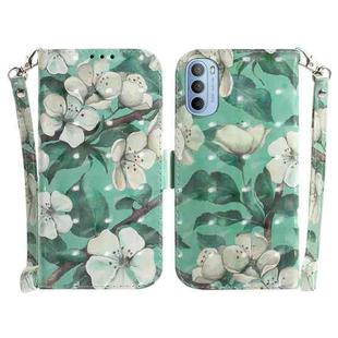 For Motorola Moto G51 3D Colored Horizontal Flip Leather Phone Case(Watercolor Flower)