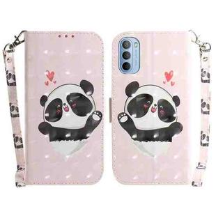 For Motorola Moto G51 3D Colored Horizontal Flip Leather Phone Case(Heart Panda)