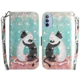 For Motorola Moto G51 3D Colored Horizontal Flip Leather Phone Case(Black White Cat)