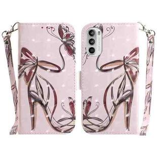 For Motorola Moto G52 3D Colored Horizontal Flip Leather Phone Case(Butterfly High-heeled)