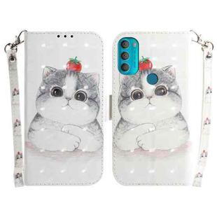 For Motorola Moto G71 3D Colored Horizontal Flip Leather Phone Case(Cute Cat)