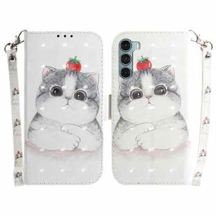 For Motorola Moto G200 5G / Edge S30 3D Colored Horizontal Flip Leather Phone Case(Cute Cat)