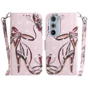 For Motorola Edge+ 2022 / 30 Pro 3D Colored Horizontal Flip Leather Phone Case(Butterfly High-heeled)