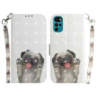 For Motorola Moto G22 3D Colored Horizontal Flip Leather Phone Case(Pug)