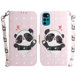 For Motorola Moto G22 3D Colored Horizontal Flip Leather Phone Case(Heart Panda)