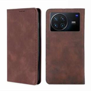 For vivo X Note 5G Skin Feel Magnetic Horizontal Flip Leather Phone Case(Dark Brown)