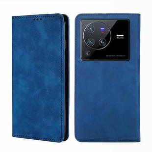 For vivo X80 Pro Skin Feel Magnetic Horizontal Flip Leather Phone Case(Blue)