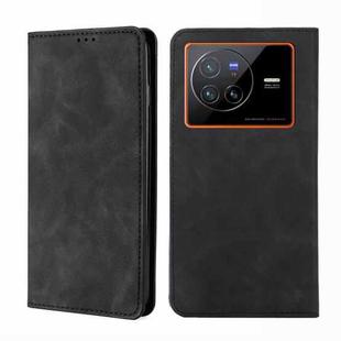 For vivo X80 Skin Feel Magnetic Horizontal Flip Leather Phone Case(Black)