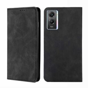 For vivo Y55s 5G Skin Feel Magnetic Horizontal Flip Leather Phone Case(Black)