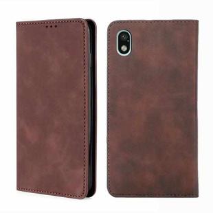 For Sony Xperia Ace III Skin Feel Magnetic Horizontal Flip Leather Phone Case(Dark Brown)