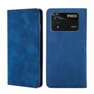 For Xiaomi Poco M4 Pro Skin Feel Magnetic Flip Leather Phone Case(Blue)