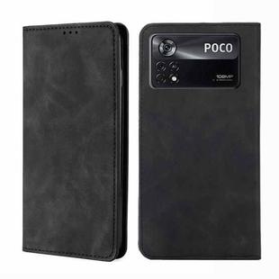 For Xiaomi Poco X4 Pro 5G Skin Feel Magnetic Flip Leather Phone Case(Black)