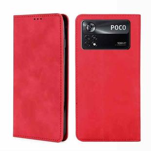 For Xiaomi Poco X4 Pro 5G Skin Feel Magnetic Flip Leather Phone Case(Red)