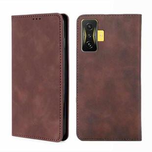 For Xiaomi Redmi K50 Gaming Skin Feel Magnetic Flip Leather Phone Case(Dark Brown)