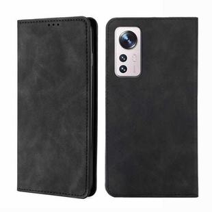 For Xiaomi 12 Pro Skin Feel Magnetic Flip Leather Phone Case(Black)