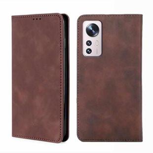 For Xiaomi 12 Pro Skin Feel Magnetic Flip Leather Phone Case(Dark Brown)