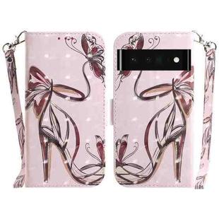 For Google Pixel 6 Pro 3D Colored Horizontal Flip Leather Phone Case(Butterfly High-heeled)