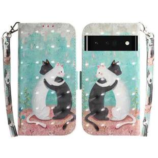 For Google Pixel 6 Pro 3D Colored Horizontal Flip Leather Phone Case(Black White Cat)