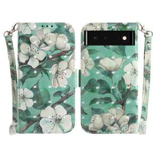 For Google Pixel 6 3D Colored Horizontal Flip Leather Phone Case(Watercolor Flower)