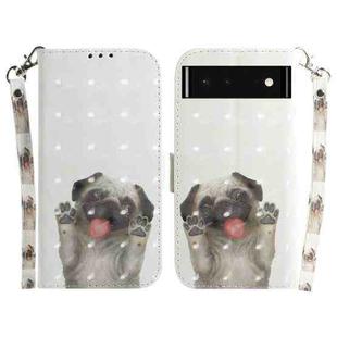For Google Pixel 6 3D Colored Horizontal Flip Leather Phone Case(Pug)