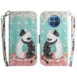 For Huawei nova 8i / Honor 50 3D Colored Horizontal Flip Leather Phone Case(Black White Cat)