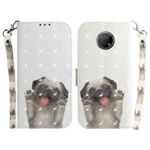 For Nokia G300 3D Colored Horizontal Flip Leather Phone Case(Pug)