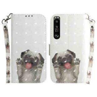 For Sony Xperia 1 III 3D Colored Horizontal Flip Leather Phone Case(Pug)