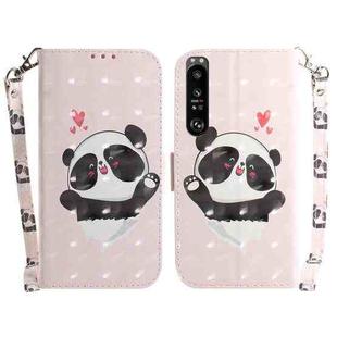 For Sony Xperia 1 III 3D Colored Horizontal Flip Leather Phone Case(Heart Panda)