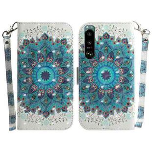 For Sony Xperia 5 III 3D Colored Horizontal Flip Leather Phone Case(Peacock Wreath)