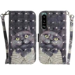For Sony Xperia 5 III 3D Colored Horizontal Flip Leather Phone Case(Hug Cat)
