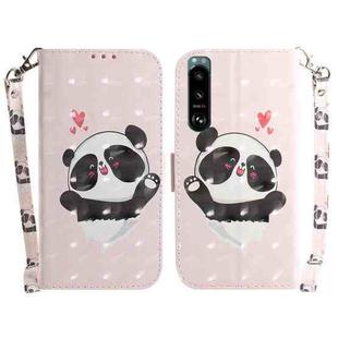 For Sony Xperia 5 III 3D Colored Horizontal Flip Leather Phone Case(Heart Panda)
