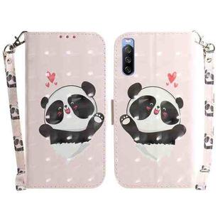 For Sony Xperia 10 III 3D Colored Horizontal Flip Leather Phone Case(Heart Panda)